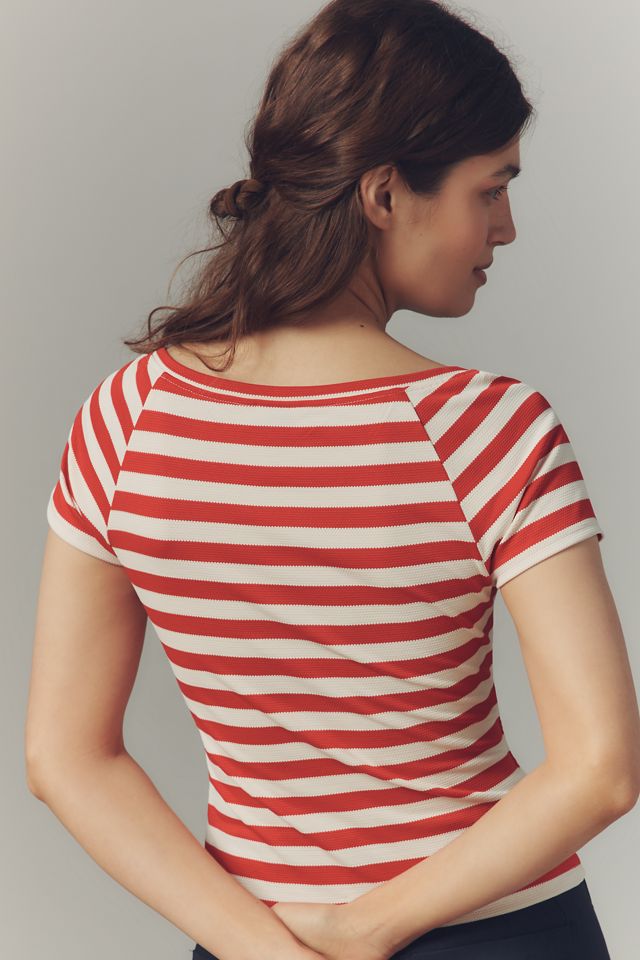 Maeve Embroidered Flowers Scoop-Neck Tee #1