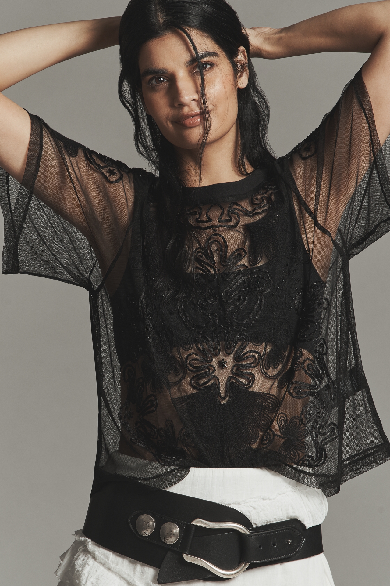 By Anthropologie Sheer Mesh Top