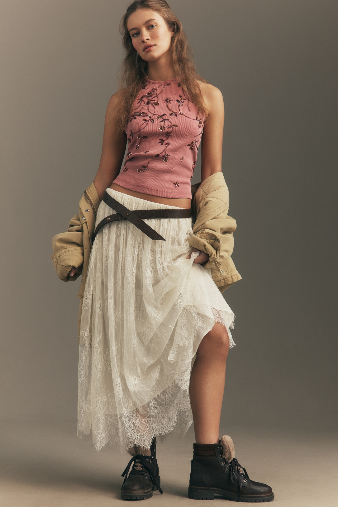 Pilcro Embellished Halter Tank Top