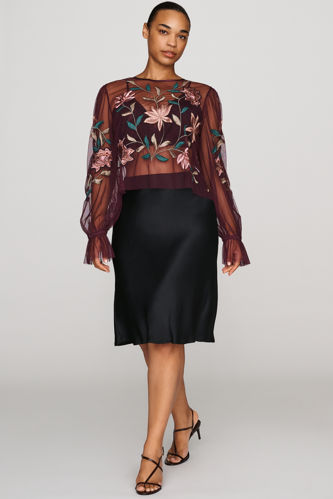 By Anthropologie Mesh Embroidered Top
