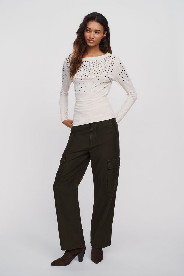 Pilcro Cotton Modal Studded Boatneck Top #2
