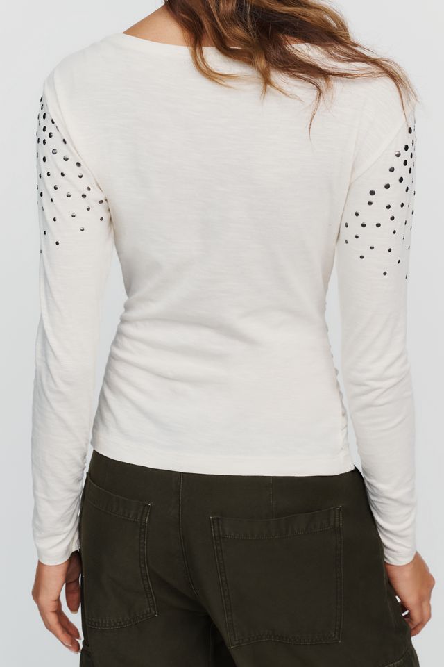 Pilcro Cotton Modal Studded Boatneck Top #3