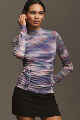 By Anthropologie Double-layer Mesh Top In Multi