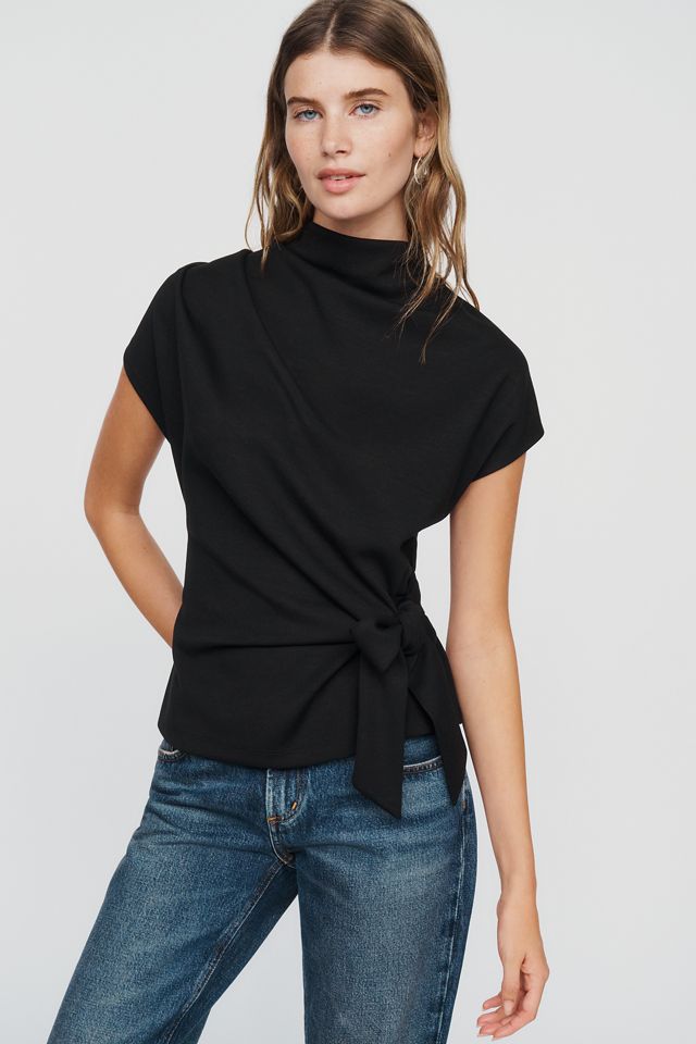 Maeve Mock Neck Wrap Top #4