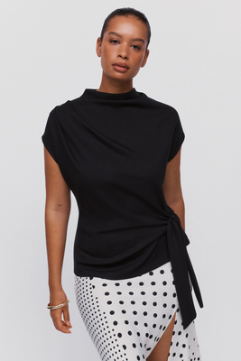 Maeve Mock Neck Wrap Top by Anthropologie