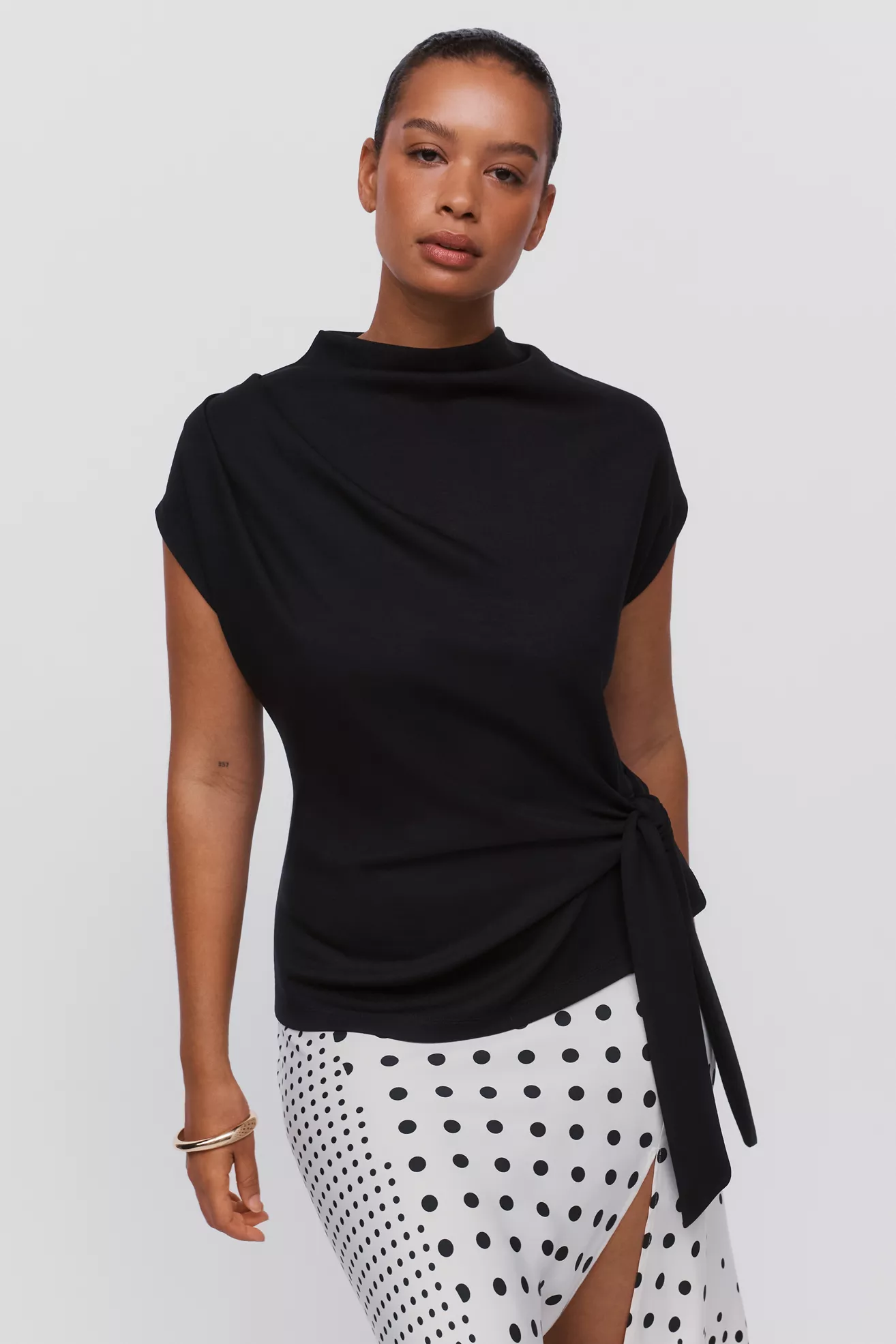 Maeve Mock Neck Wrap Top