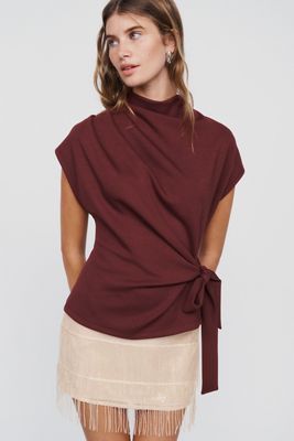 Maeve Mock Neck Wrap Top