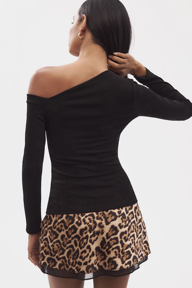 Endless Rose Long-Sleeve Asymmetric Shoulder Top #1