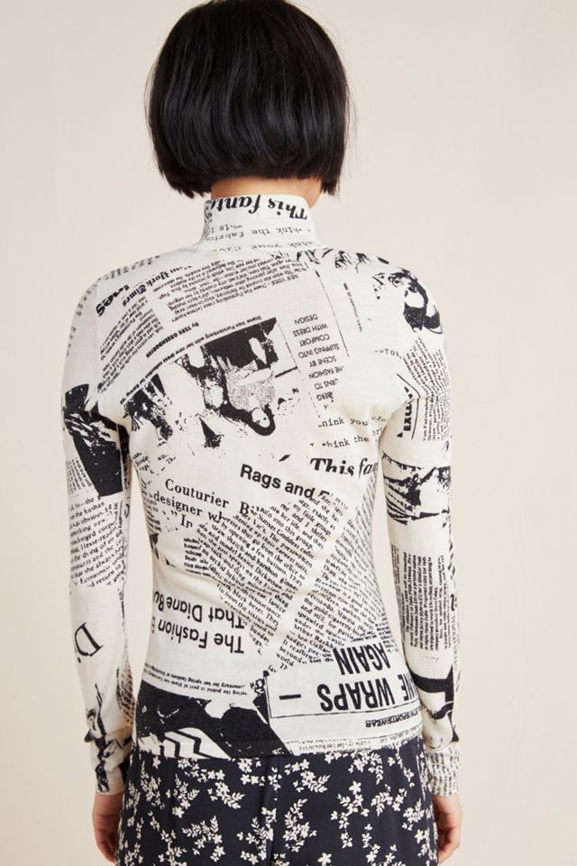 Diane von Furstenberg Newsprint Wool Turtleneck | Anthropologie