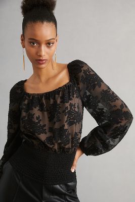 Current Air Smocked Lace Blouse 