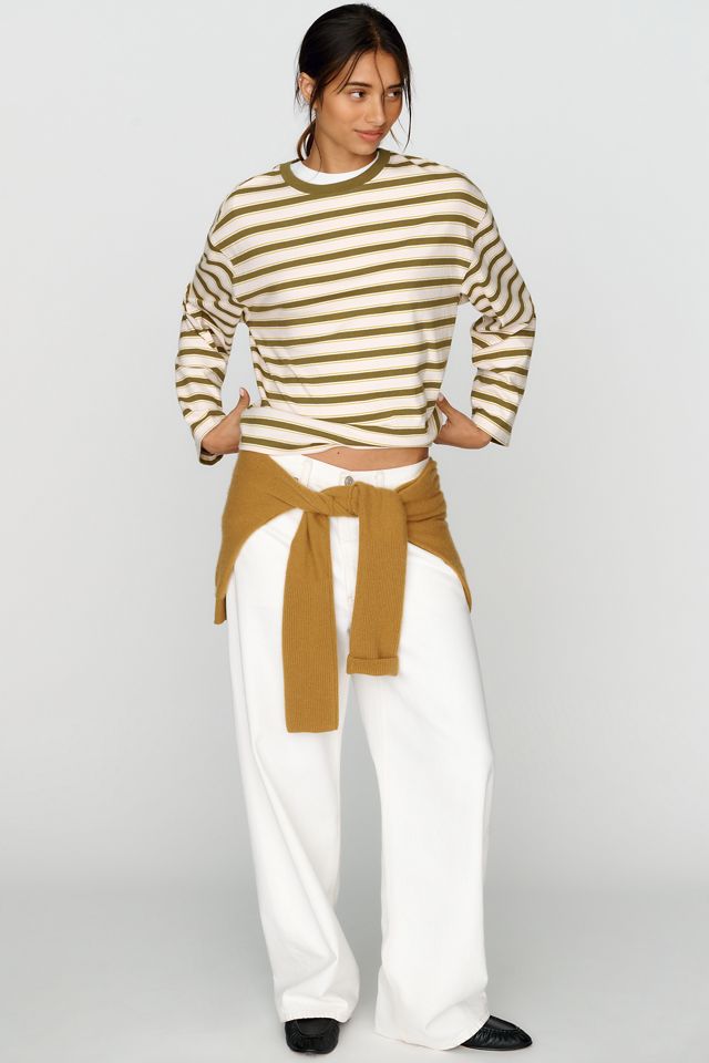 Pilcro 100% Cotton Striped Crew Neck Tee #3