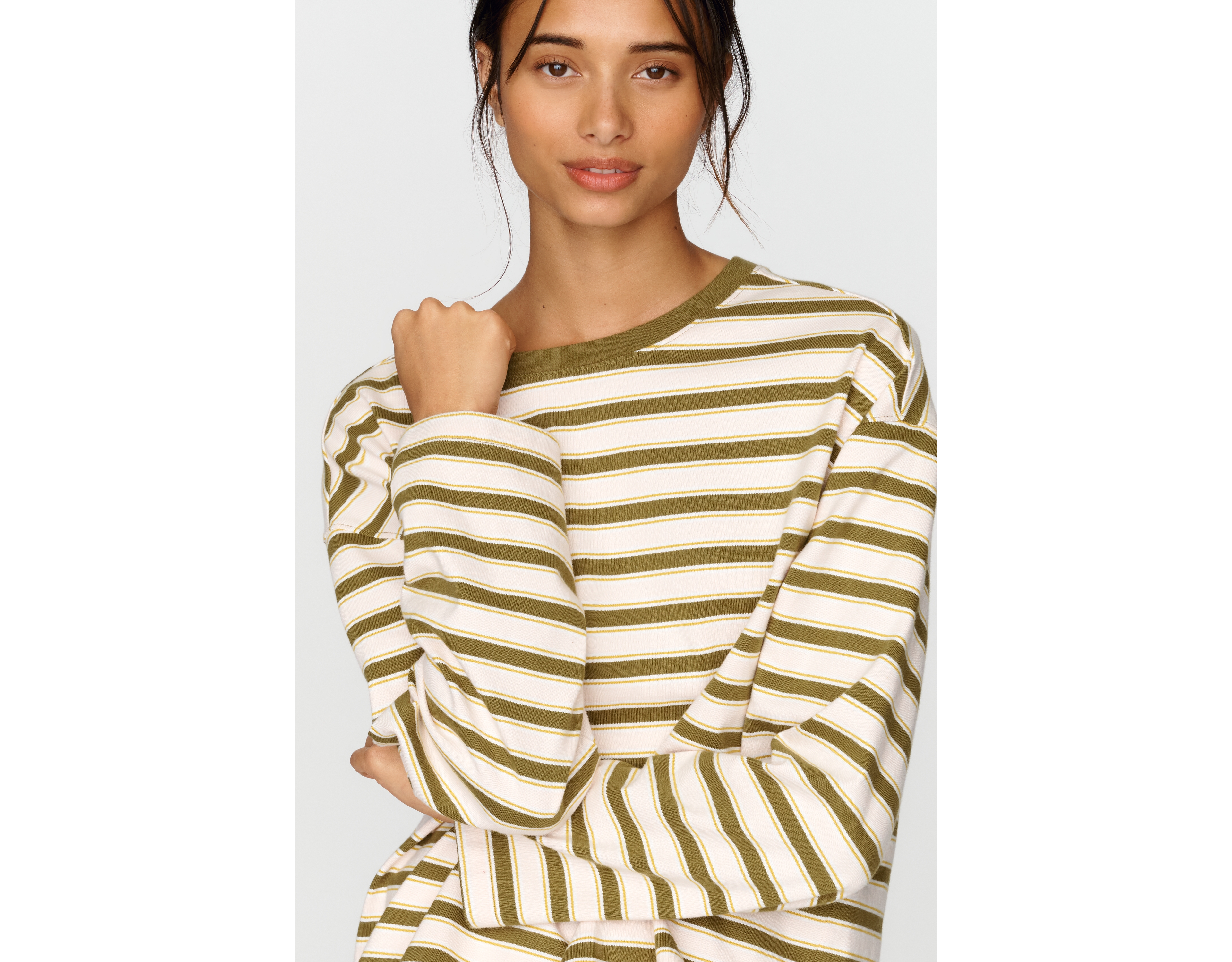 Pilcro 100% Cotton Striped Crew Neck Tee