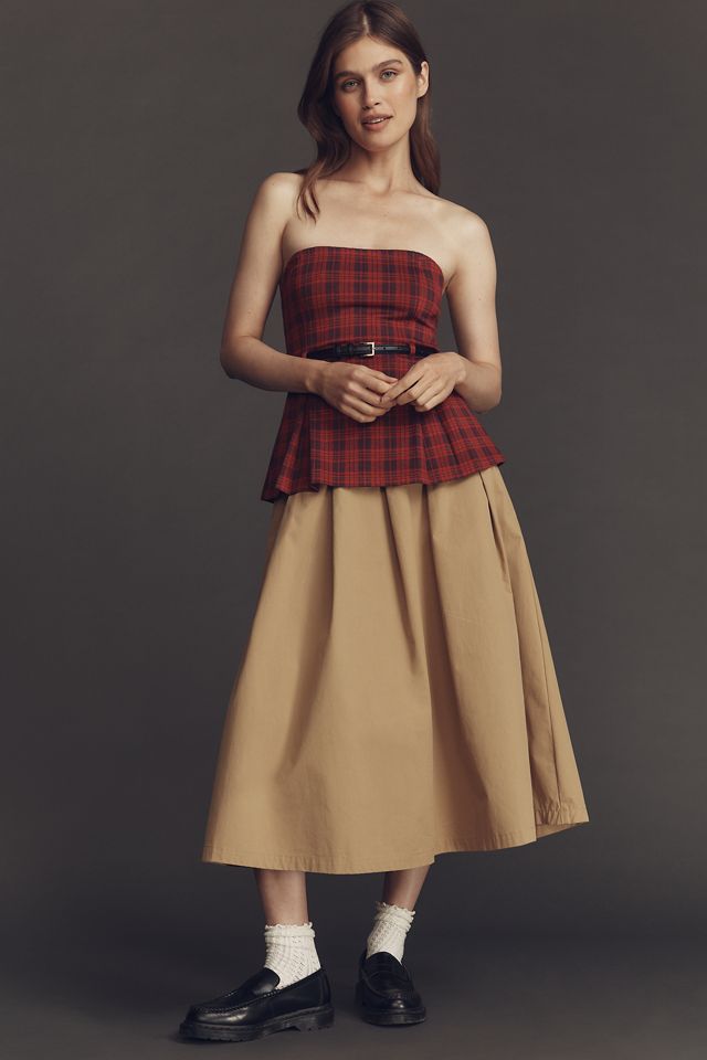 Maeve Tartan Plaid Strapless Top #1