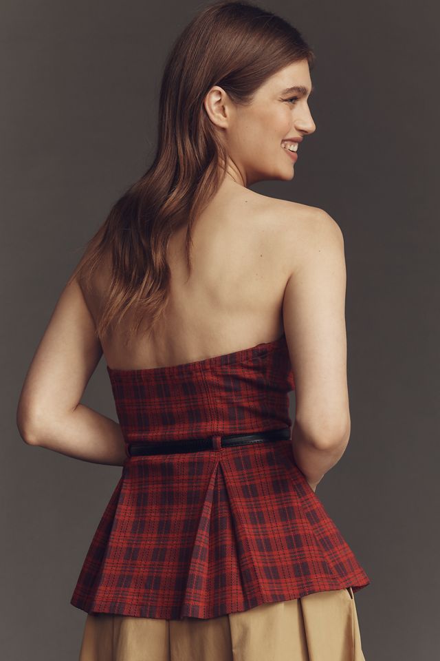 Maeve Tartan Plaid Strapless Top #2
