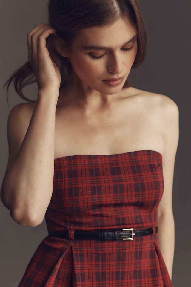 Maeve Tartan Plaid Strapless Top #3