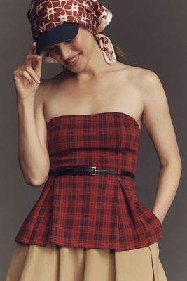 Maeve Tartan Plaid Strapless Top