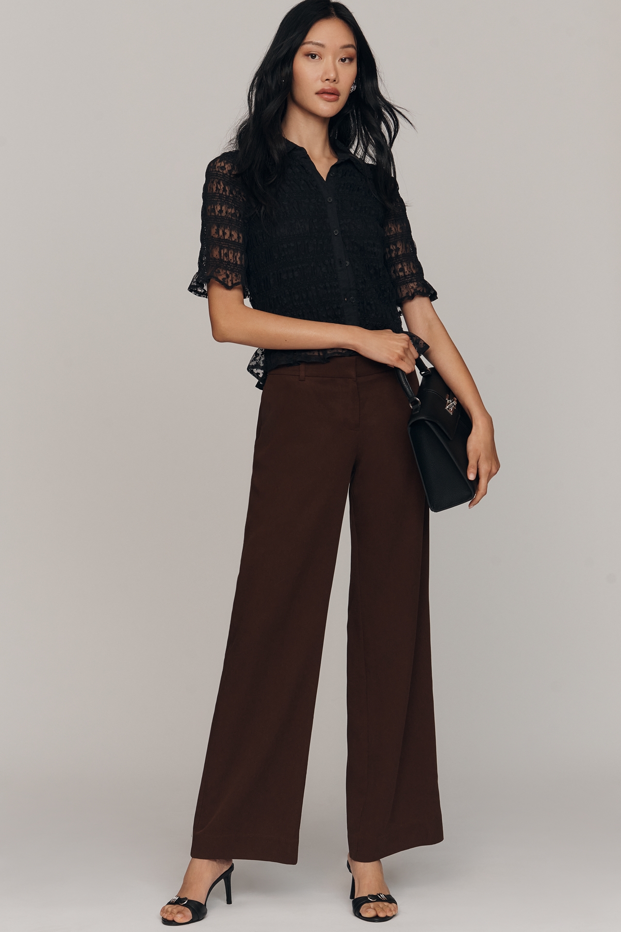 Maeve Ruched Sheer Buttondown Shirt