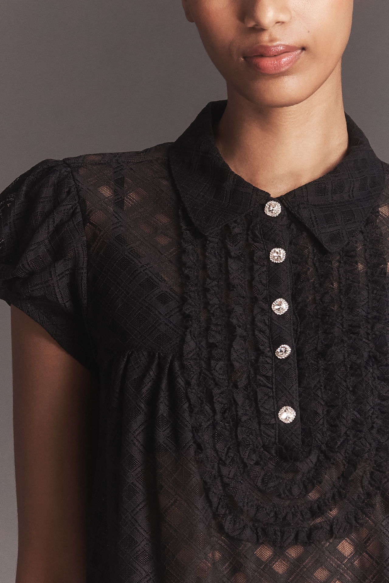 Maeve Puff-Sleeve Cropped Swing Top