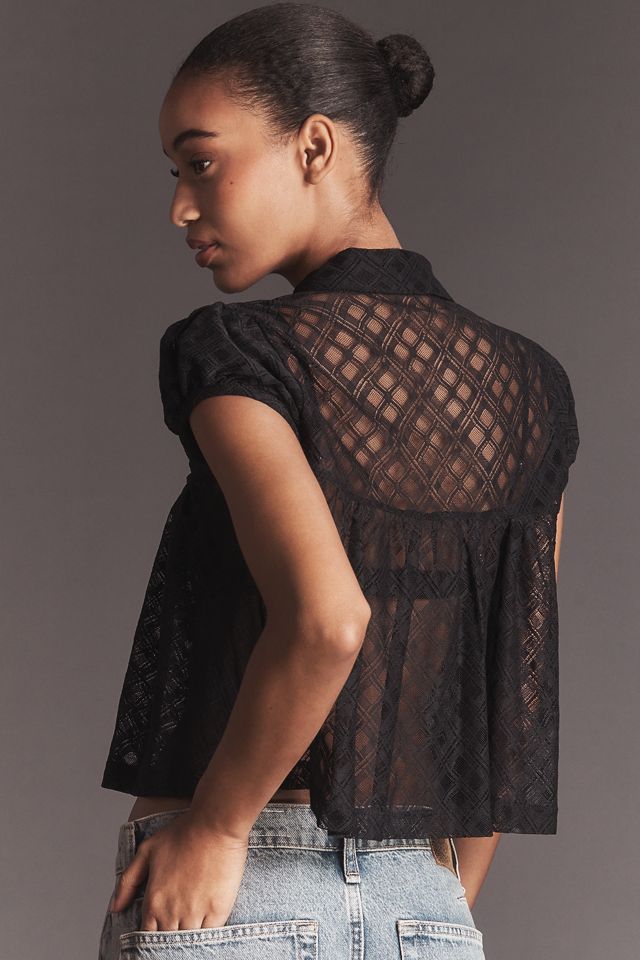 Maeve Puff-Sleeve Cropped Swing Top #3