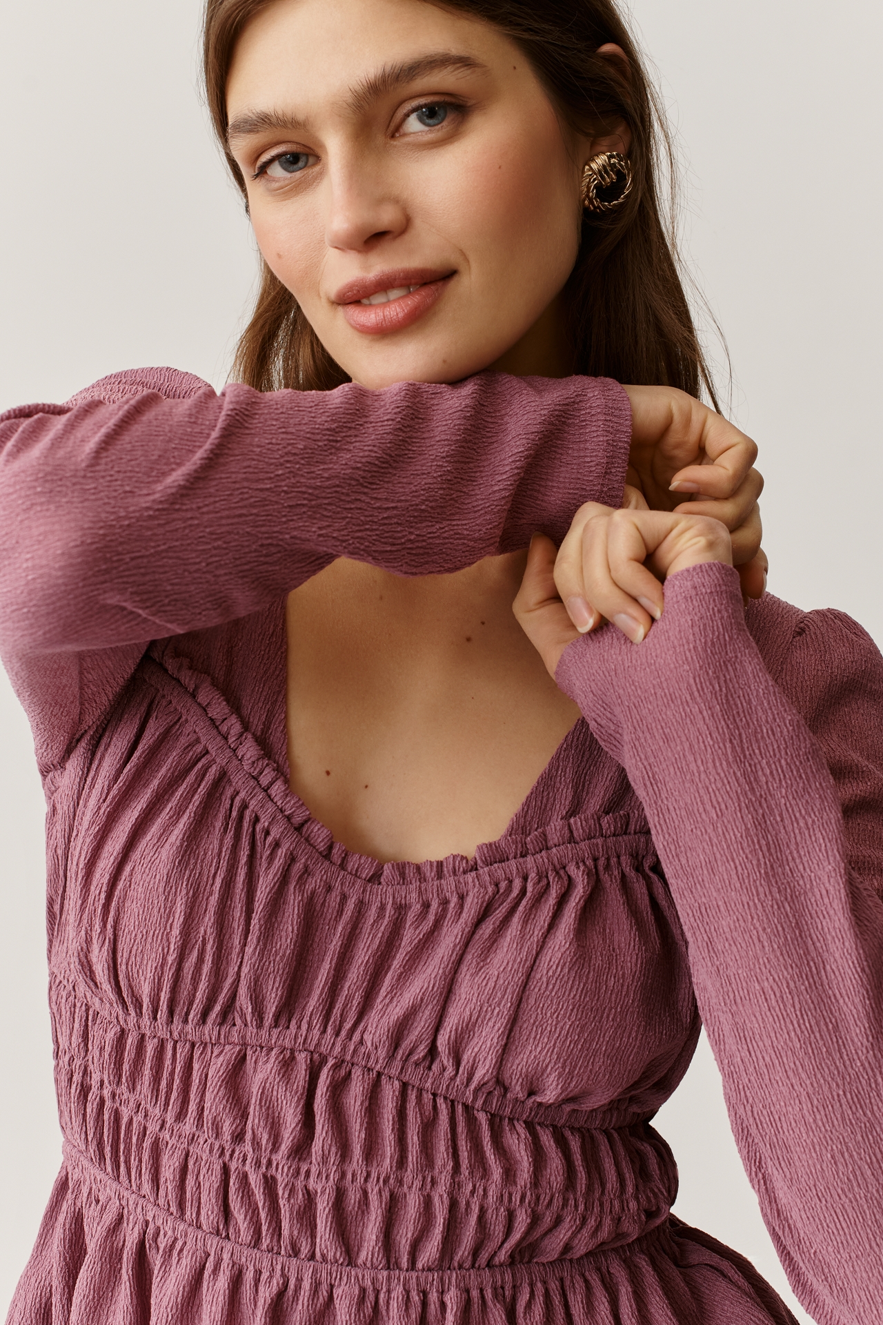 Maeve Long-Sleeve Smocked Top