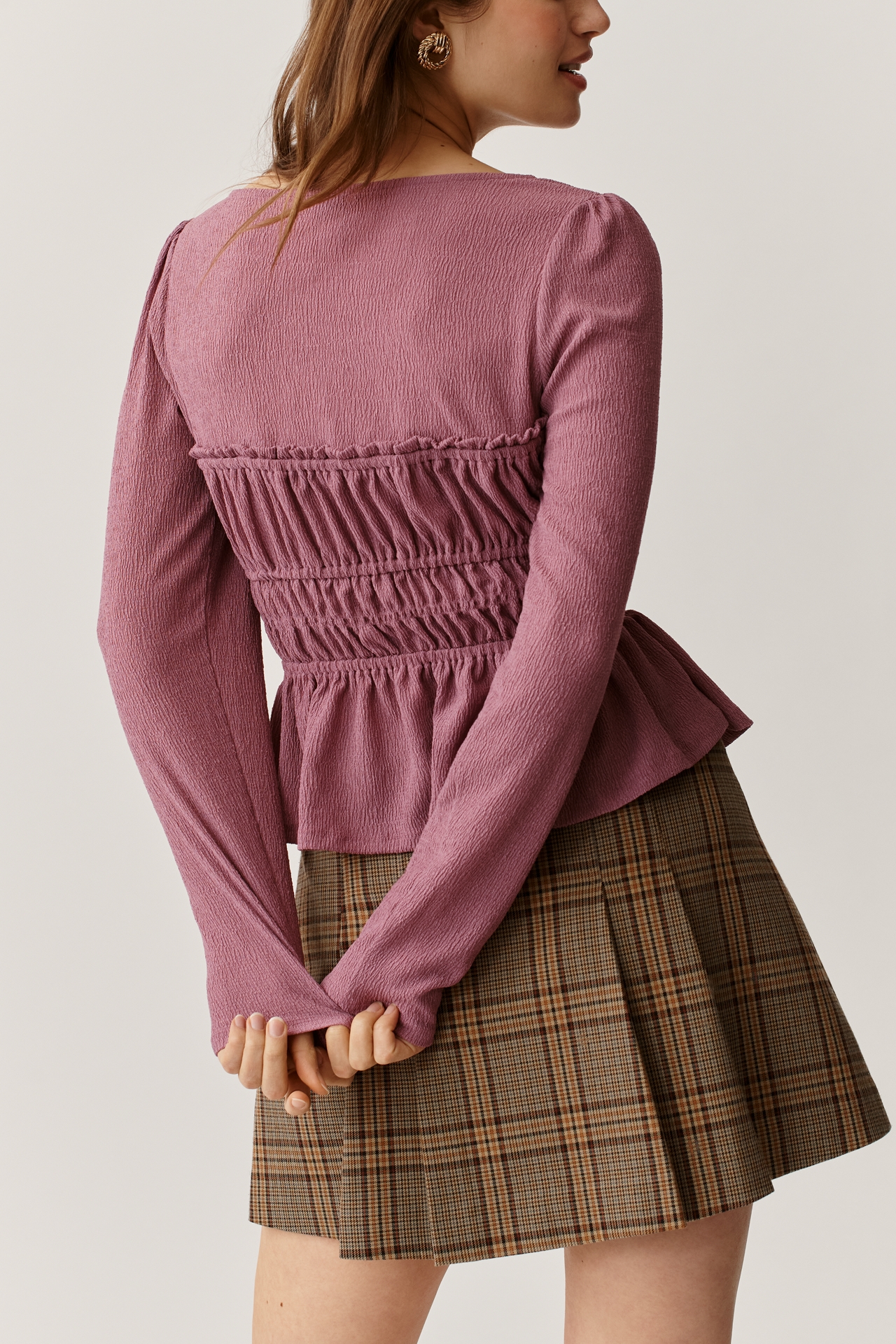 Maeve Long-Sleeve Smocked Top