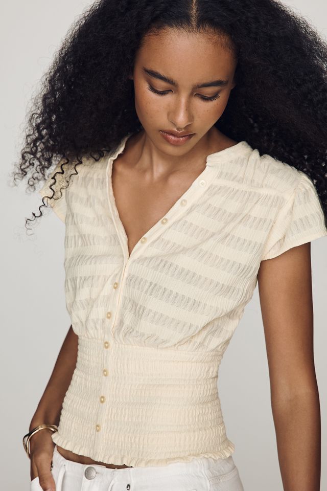 Maeve Market Day Waisted Short-Sleeve Top #2