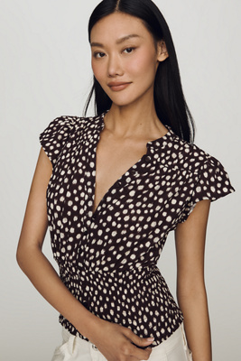 Maeve Market Day Waisted Short-Sleeve Top