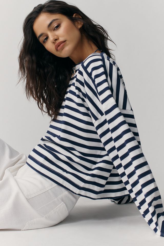 Maeve Pieced Stripe Long-Sleeve Shirt | Anthropologie