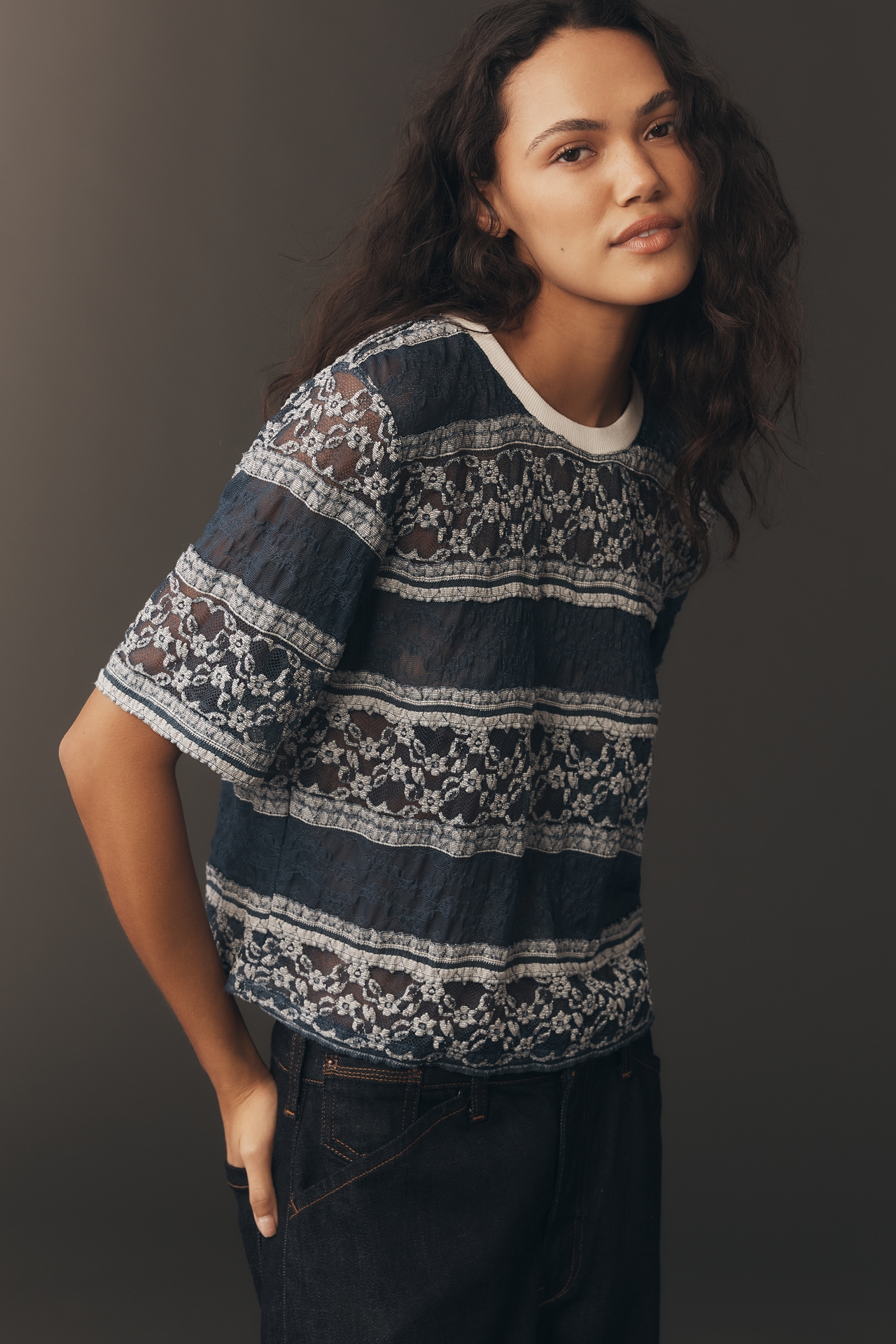 Maeve Shore Thing Lace T-Shirt