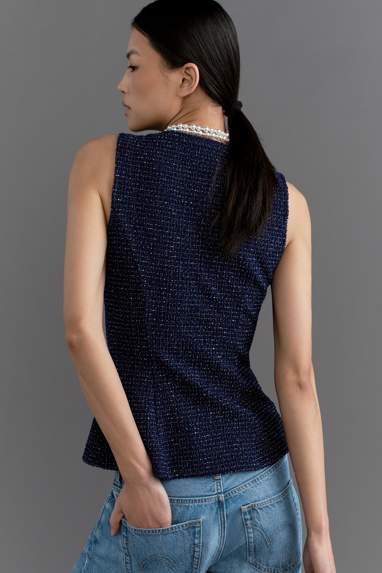 Maeve Tweed Button-Front Vest