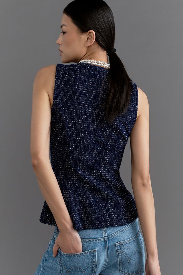 Maeve Tweed Button-Front Vest #3