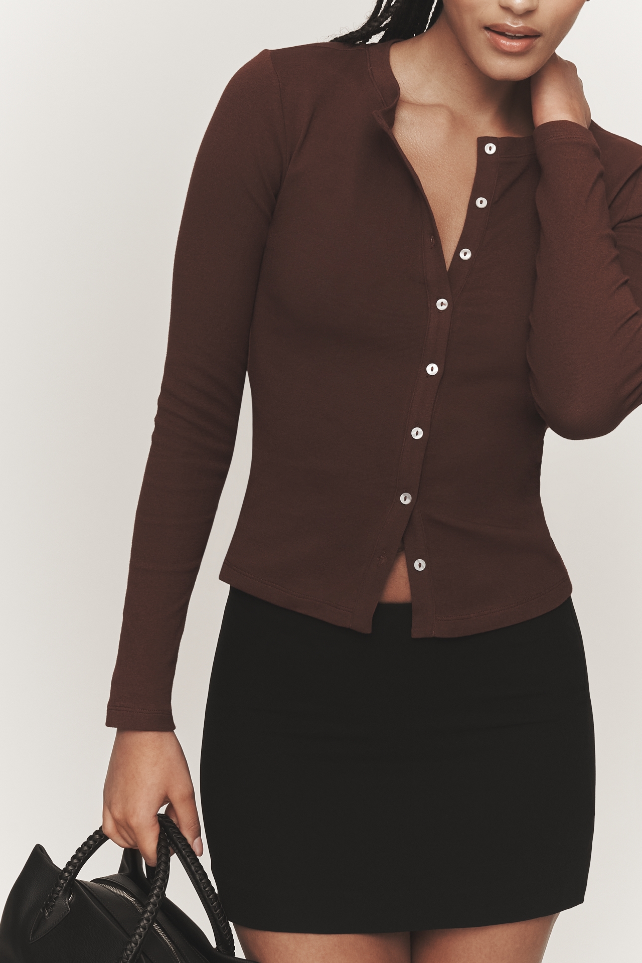 Maeve Cotton Blend Fitted Knit Cardigan