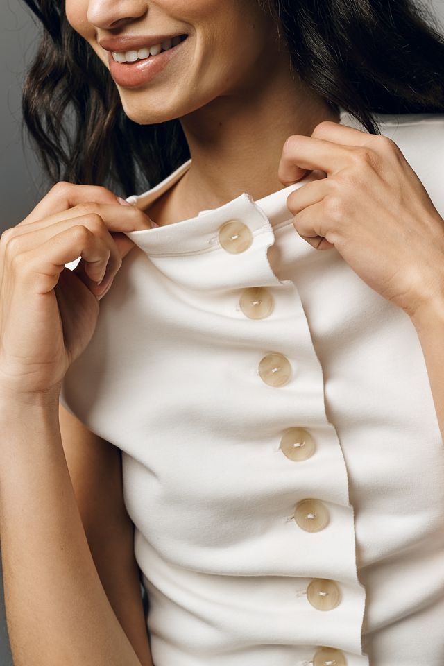 By Anthropologie Ruched Sleeveless Buttondown Top #2