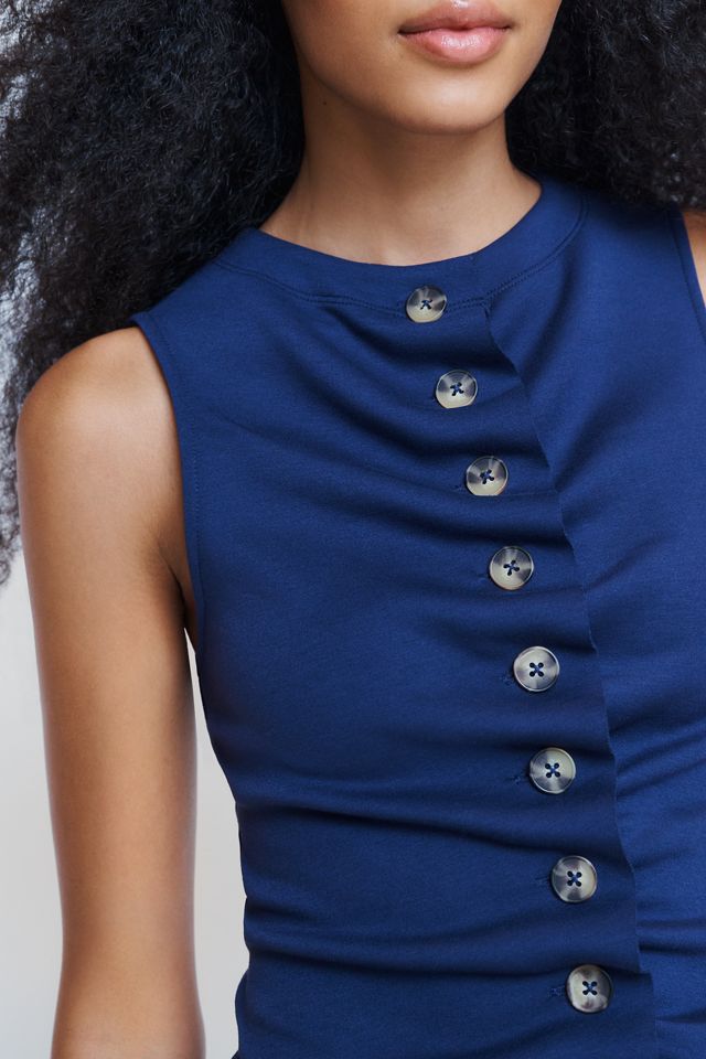 By Anthropologie Ruched Sleeveless Buttondown Top #2