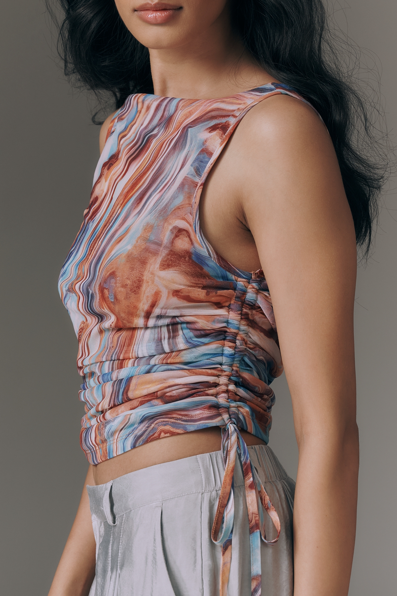 By Anthropologie Ruched Mesh Tank Top