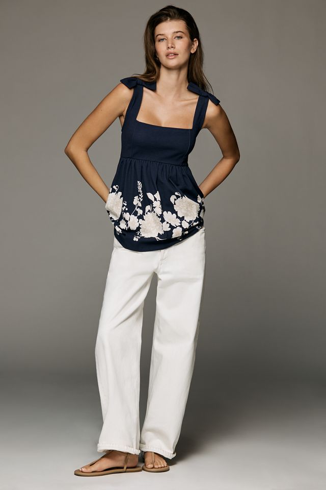 Maeve Bow-Strap Babydoll Top | Anthropologie