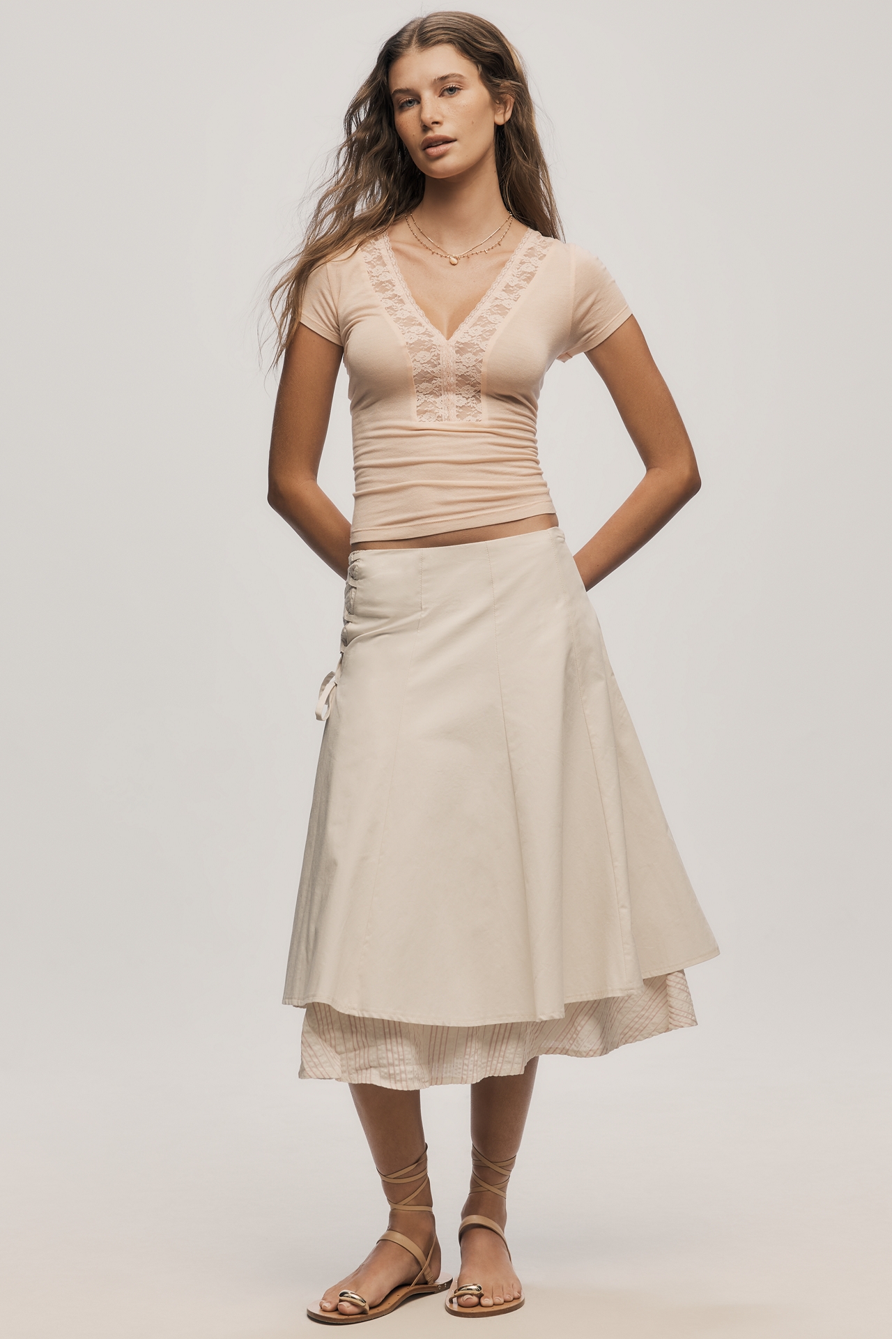 By Anthropologie Laced V-Neck T-Shirt