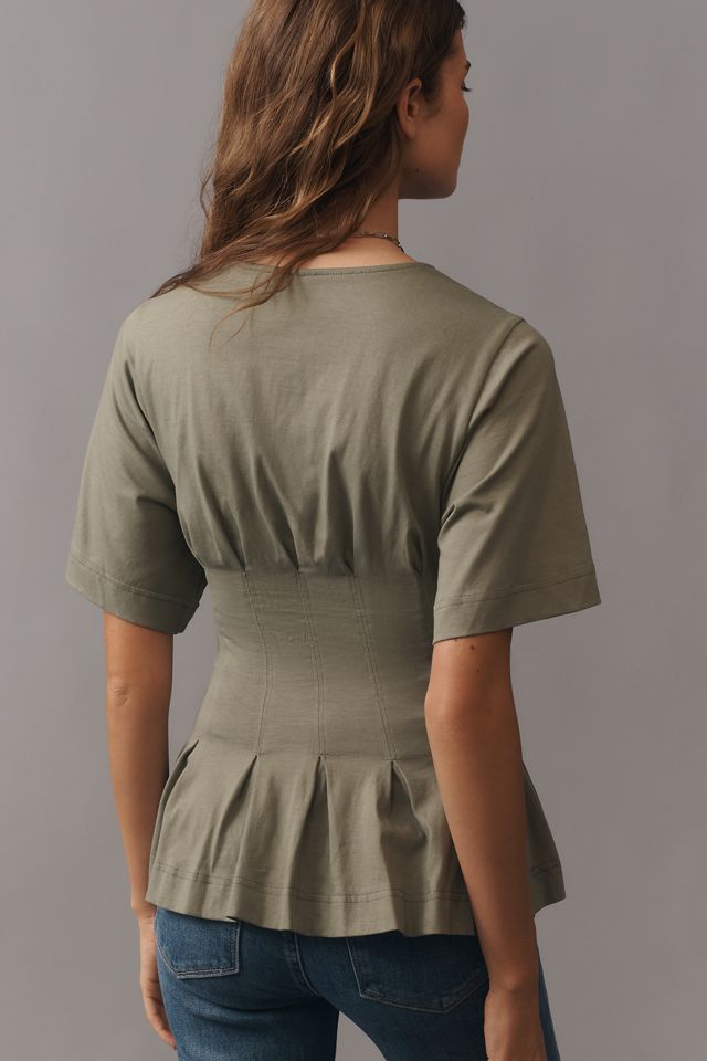 By Anthropologie Waisted Short-Sleeve Tie-Front Tee #2