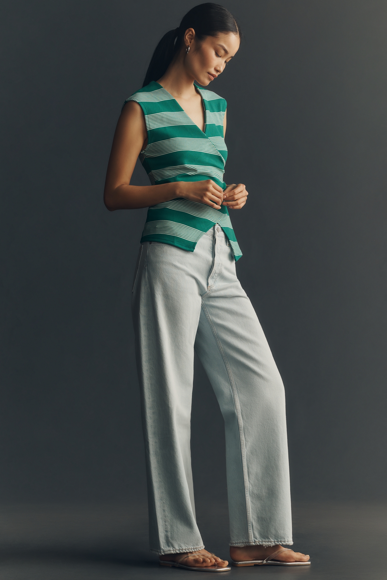 Maeve Sleeveless V-Neck Wrap Top