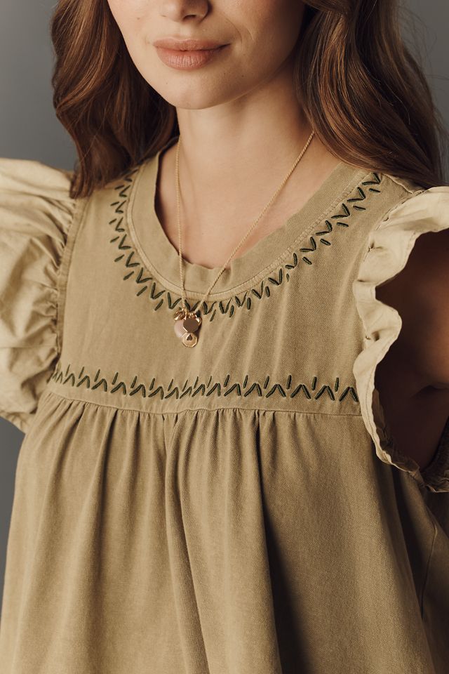 By Anthropologie Pintuck Flutter-Sleeve Top #1
