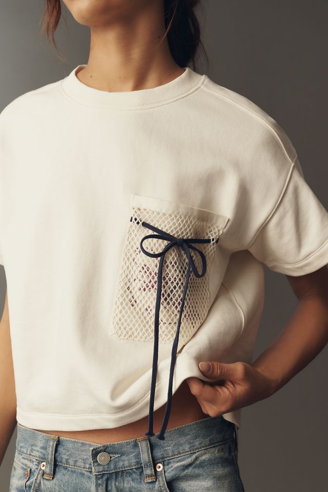 Maeve Cotton Seashell Mesh Pocket Tee #1