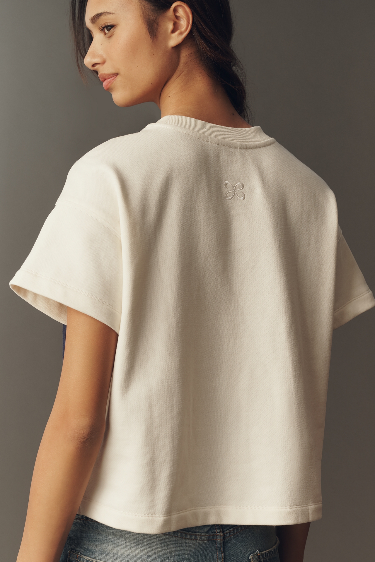 Maeve Cotton Seashell Mesh Pocket Tee