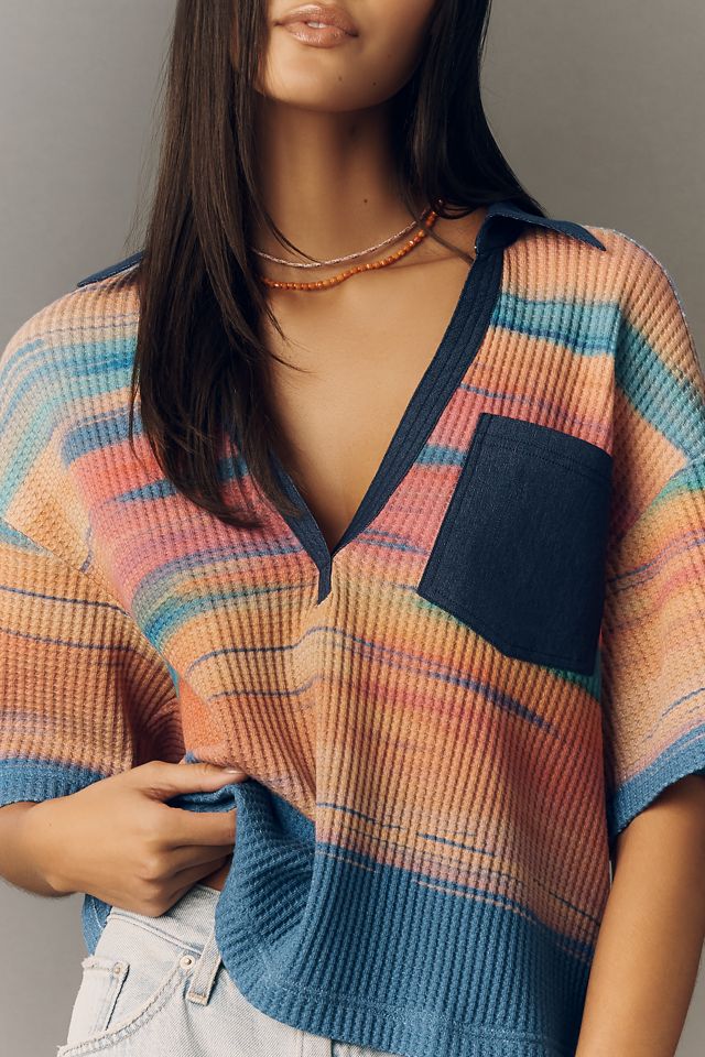 Pilcro Cotton Waffle Knit V-Neck Top #3