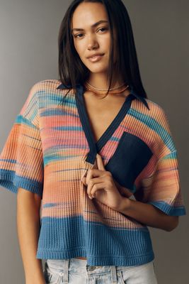 Pilcro Cotton Waffle Knit V-Neck Top