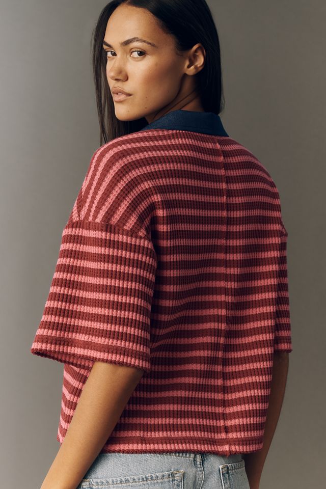 Pilcro Cotton Waffle Knit V-Neck Top | Anthropologie