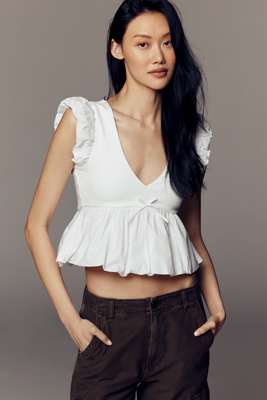 Maeve Crop Peplum Ruffle Top | Anthropologie