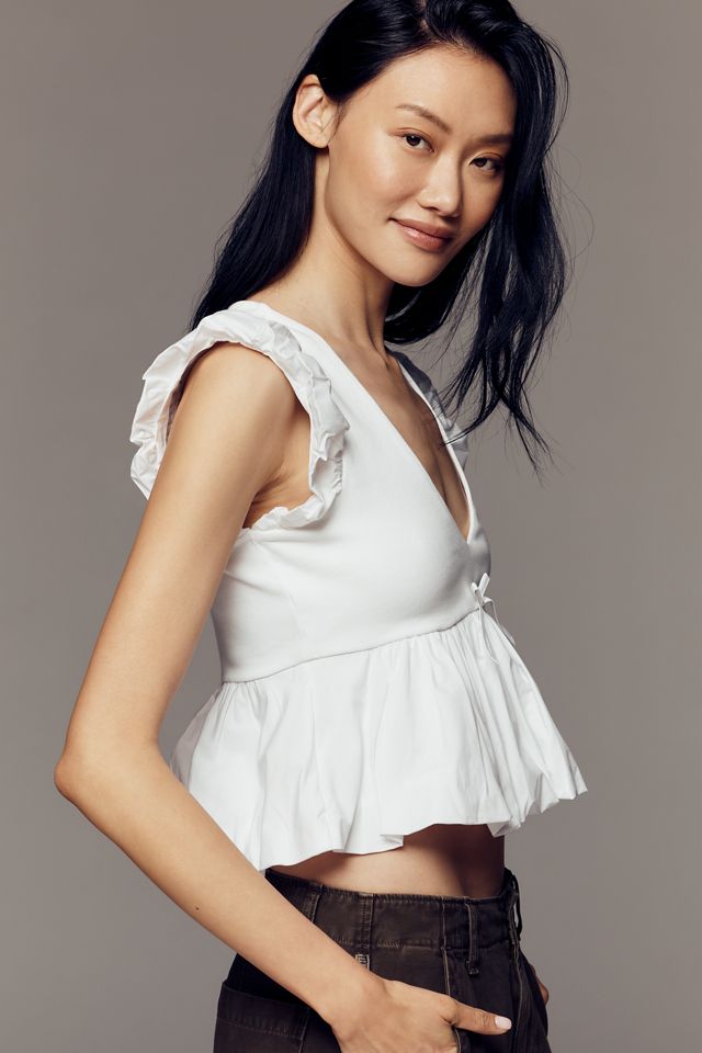 Maeve Crop Peplum Ruffle Top #3