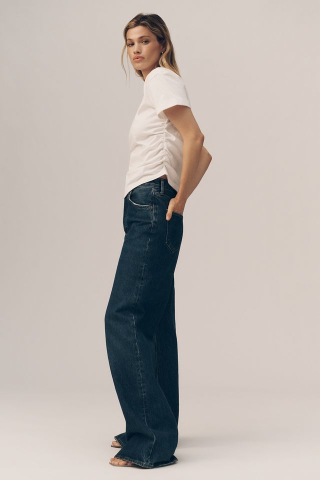 By Anthropologie Cotton Ruched Asymmetric Tee #2