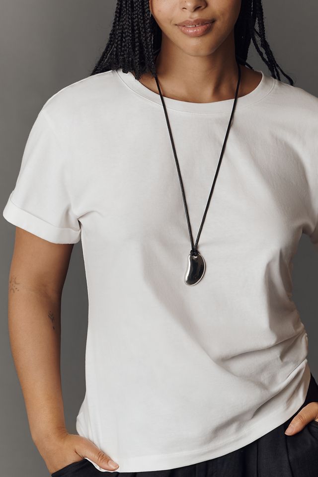 By Anthropologie Cotton Ruched Asymmetric Tee #5
