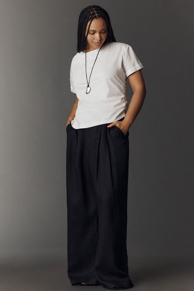 By Anthropologie Cotton Ruched Asymmetric Tee #6
